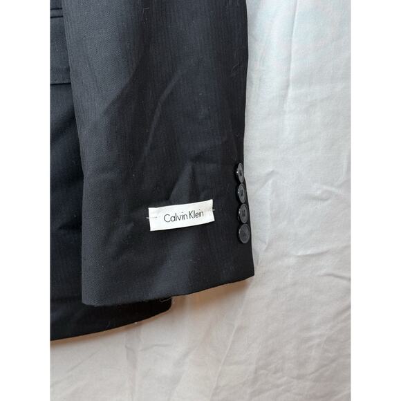 100% wool CALVIN KLEIN MEN'S REFINED Regular FIT STRETCH BLACK BEAUTY 44x37W - Picture 2 of 9